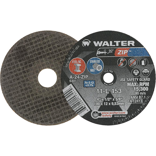 Meule &agrave; tronçonner Zip, 4" x 1/2", Arbre de 3/8", Type 1 GTA Hardware Inc