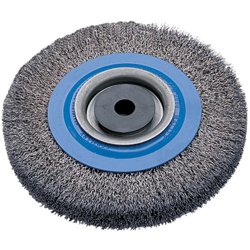 Crimped Wire Bench Wheel Brush, 6" Dia., 0.0118" Fill, 1/2" - 1/4" Arbor GTA Hardware Inc