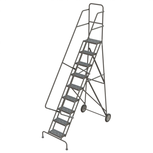 Steel Rolling Ladder, 9 Steps, 16" Step Width, 90" Platform Height, Steel GTA Hardware Inc