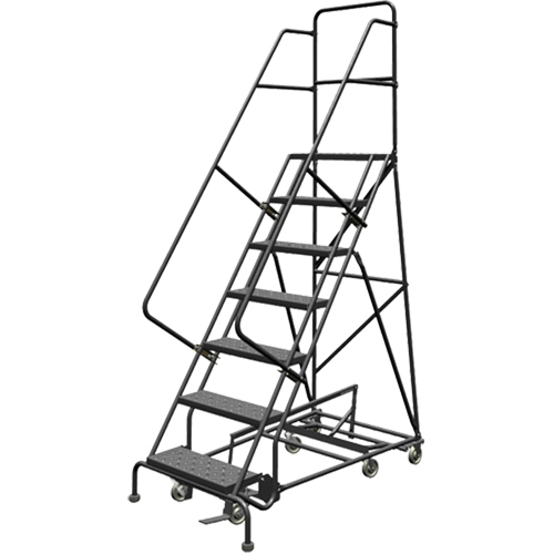 All Directional Rolling Ladder, 7 Steps, 24" Step Width, 70" Platform Height, Steel GTA Hardware Inc