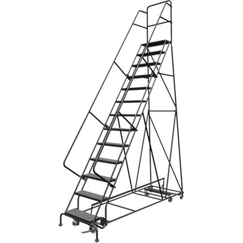 All Directional Rolling Ladder, 13 Steps, 24" Step Width, 130" Platform Height, Steel GTA Hardware Inc