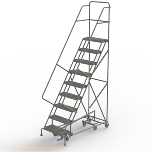 All Directional Rolling Ladder, 9 Steps, 24" Step Width, 90" Platform Height, Steel GTA Hardware Inc
