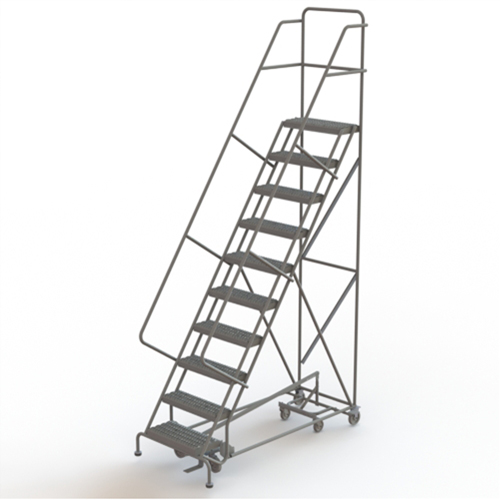 All Directional Rolling Ladder, 10 Steps, 24" Step Width, 100" Platform Height, Steel GTA Hardware Inc