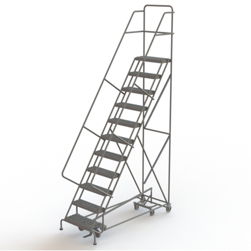 All Directional Rolling Ladder, 11 Steps, 24" Step Width, 110" Platform Height, Steel GTA Hardware Inc