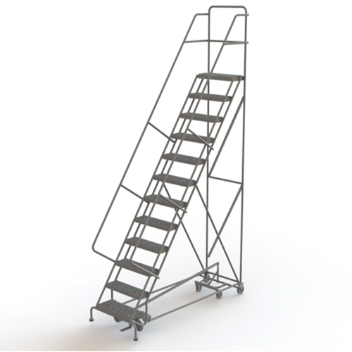 All Directional Rolling Ladder, 12 Steps, 24" Step Width, 120" Platform Height, Steel GTA Hardware Inc