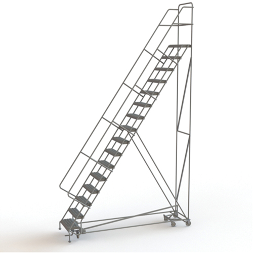 All Directional Rolling Ladder, 16 Steps, 24" Step Width, 160" Platform Height, Steel GTA Hardware Inc