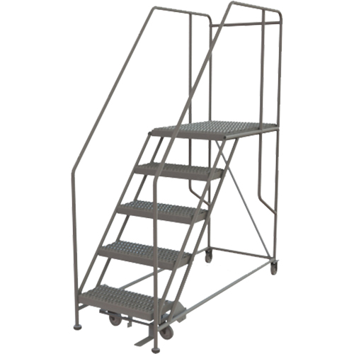 Mobile Work Platform, Steel, 5 Steps, 50" H, 35" D, 24" Step, Serrated GTA Hardware Inc
