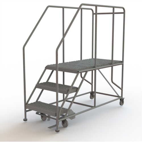 Mobile Work Platform, Steel, 3 Steps, 30" H, 47" D, 24" Step, Serrated GTA Hardware Inc