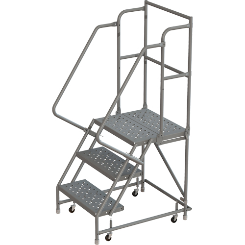 Deep Top Step Rolling Ladder, 3 Steps, 16" Step Width, 30" Platform Height, Steel GTA Hardware Inc
