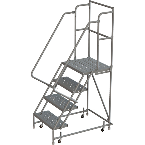 Deep Top Step Rolling Ladder, 4 Steps, 24" Step Width, 40" Platform Height, Steel GTA Hardware Inc