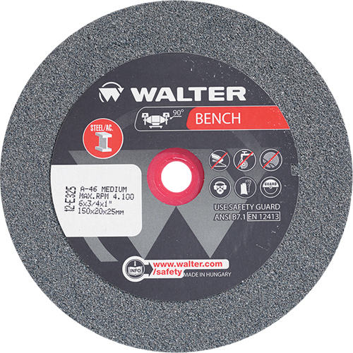 Meules pour rectifieuses d'&eacute;tabli, 6" x 3/4", Arbre de 1", 1 GTA Hardware Inc