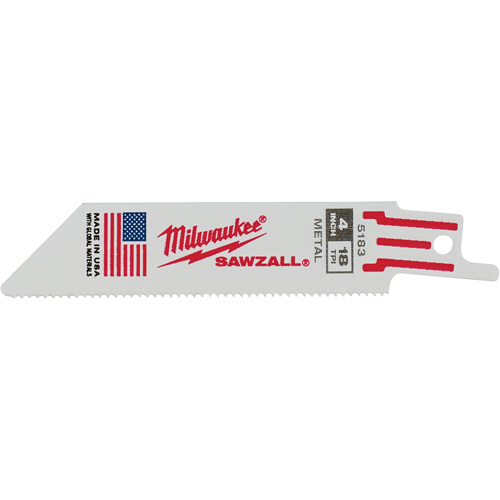 Lame de scie alternative Sawzall, Bim&eacute;tal, 18 Dents par pouce, 4" lo x 3/4" la GTA Hardware Inc