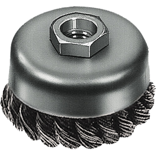 Brosse boisseau &agrave; fil nou&eacute;, 3" dia. x 5/8"-11 arbre GTA Hardware Inc