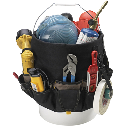 48-Pocket Bucket Buddy, 6" L x 11" W x 12" H, Polyester, Black GTA Hardware Inc