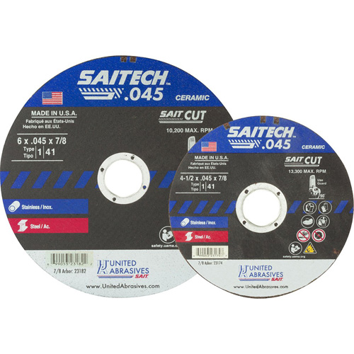 Cut-Off Wheel, 14" x 0.045", 5/8" Arbor, Type 1, Aluminum Oxide/Ceramic, 19000 RPM GTA Hardware Inc