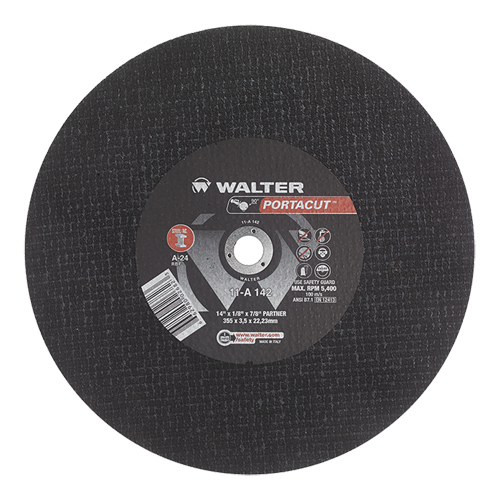 Portacut High Speed Cut-Off Wheel, 14" x 1/8", 7/8" Arbor, Type 1, Aluminum Oxide, 5400 RPM GTA Hardware Inc