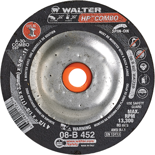 Meule combin&eacute;e HP Combo vissable, 4-1/2" x 1/8", Arbre de 5/8"-11, Type 27S GTA Hardware Inc