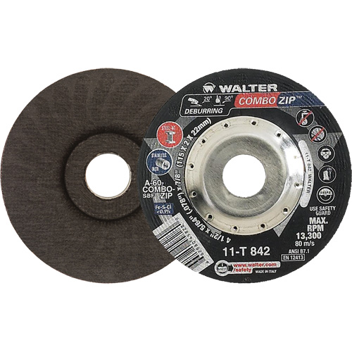 Meules &agrave; tronçonner renforc&eacute;es pour meuleuse &agrave; angle droit - Combo Zip, 4-1/2" x 5/64", Arbre de 7/8", Type 27 GTA Hardware Inc