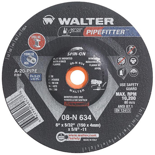 Meule PIPEFITTER, 6" x 5/32", Oxyde d'aluminium, Type 27 GTA Hardware Inc