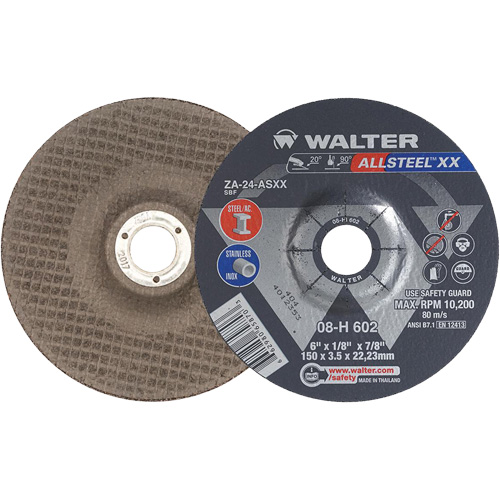 Meules &agrave; moyeu d&eacute;port&eacute; ALLSTEEL XX, 6" x 1/8", Arbre de 7/8", Type 27, Alumine de zirconium, 10 200 Tr/min GTA Hardware Inc