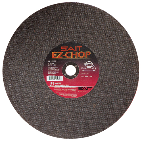 EZ-Chop&reg; Chop Saw Wheel, 14" x 3/32", 1" Arbor, Type 1, Aluminum Oxide, 4400 RPM GTA Hardware Inc