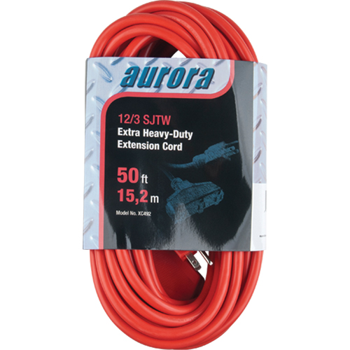 Vinyl Extension Cord, Outdoor, SJTW, 12/3 AWG, 15 A, 3 Outlet(s), 50' GTA Hardware Inc