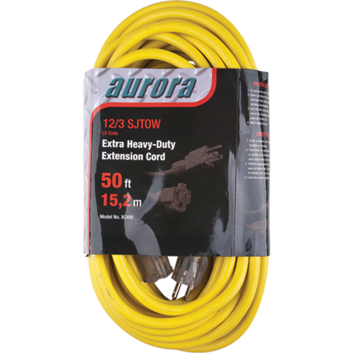 Cordon rallonge en vinyle avec indicateur lumineux, Ext&eacute;rieur, SJTOW, AWG 12/3, 15 A, 50' GTA Hardware Inc
