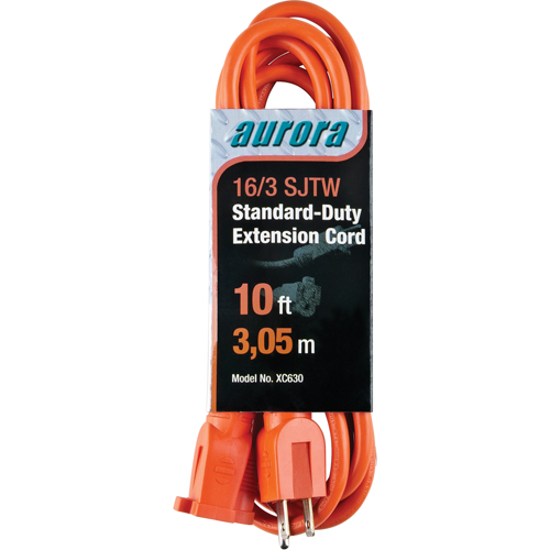 Extension Cord, Indoor/Outdoor, SJTW, 16/3 AWG, 13 A, 10' GTA Hardware Inc