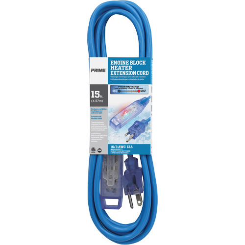 Chauffe-moteur Glacier Flex, Toutes saisons, SJTW, AWG 16/3, 13 A, 3 prise(s), 15' GTA Hardware Inc