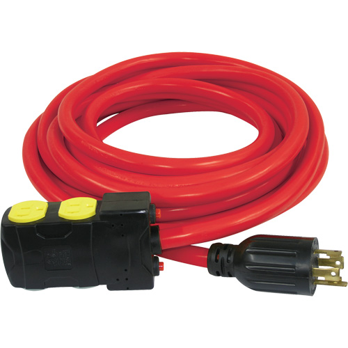 Rallonge pour g&eacute;n&eacute;ratrice avec remises en circuit, SJTW, AWG 10, 20 A, 4 prise(s), 25' GTA Hardware Inc