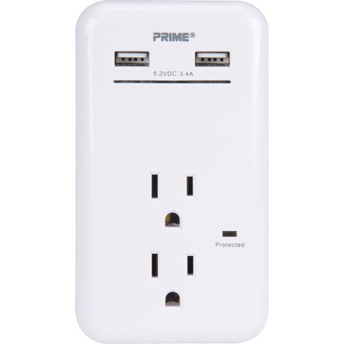 Prime&reg; USB Charger with Surge Protector GTA Hardware Inc