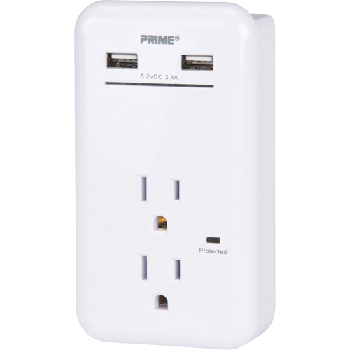 Prime&reg; USB Charger with Surge Protector GTA Hardware Inc