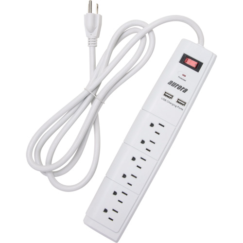 USB Charging Surge Protector, 6 Outlets, 1200 J, 1875 W, 6' Cord GTA Hardware Inc