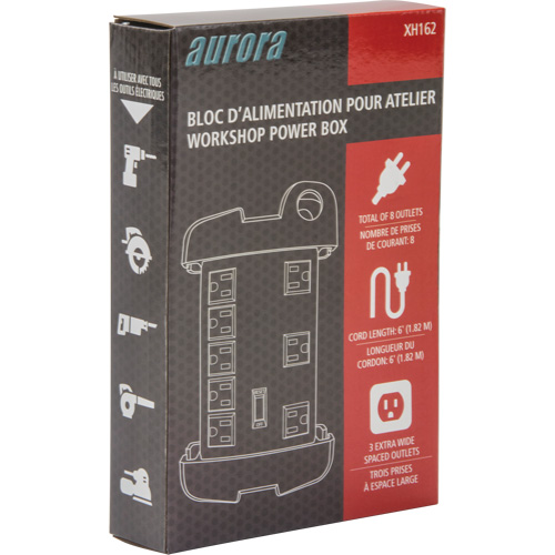 Workshop Surge Protector Power Strip, 8 Outlets, 1350 J, 1875 W, 6' Cord GTA Hardware Inc