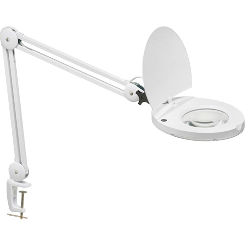 Lampe loupe DEL avec support en A, Dioptrie 3, Ampoule DEL, Bras de 47", Pinces serre-joints, Blanc GTA Hardware Inc