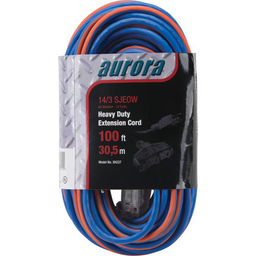 TPE-Rubber Extension Cord with Light Indicator, All-Weather, SJEOW, 14/3 AWG, 13 A, 3 Outlet(s), 100' GTA Hardware Inc