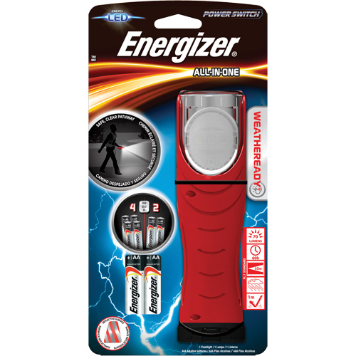 Weatheready&reg; All-in-One Light, LED, AA Batteries, Aluminum/Plastic/Polymer/Rubber GTA Hardware Inc