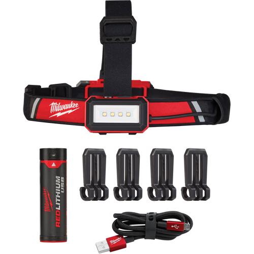 Lampe frontale USB &agrave; profil bas, DEL, 600 lumens, 2 hres de fonctionnement, piles Rechargeable GTA Hardware Inc