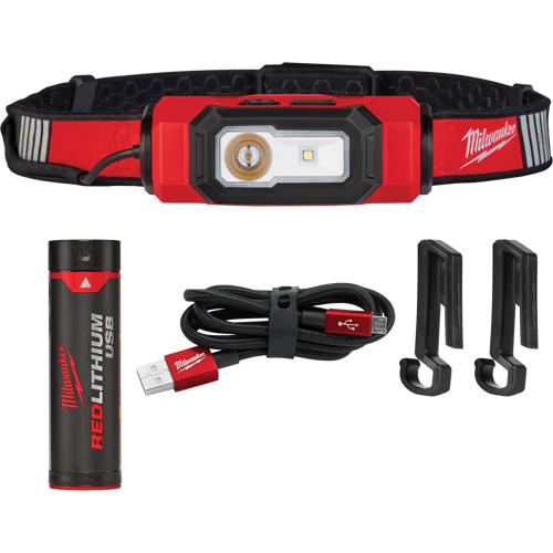 Lampe USB pour casque de s&eacute;curit&eacute; Beacon, DEL, 600 lumens, 2 hres de fonctionnement, piles Rechargeable GTA Hardware Inc