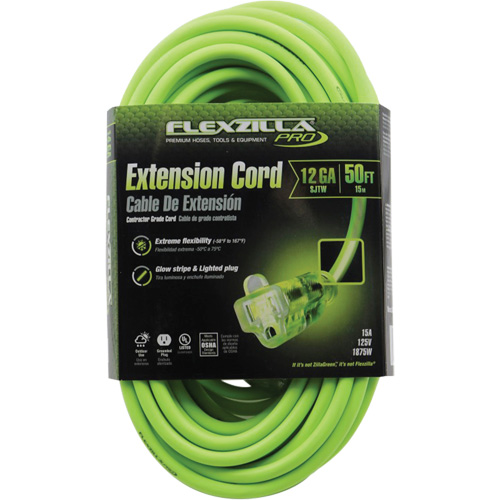 Cordon rallonge industriel Flexzilla Pro, Toutes saisons, SJTW, AWG 12/3, 15 A, 50' GTA Hardware Inc