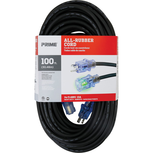 Cordon rallonge All-Rubber, Ext&eacute;rieur, SJOOW, AWG 14/3, 15 A, 100' GTA Hardware Inc