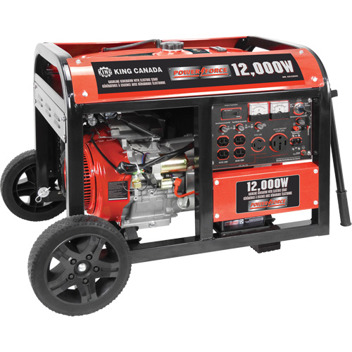 G&eacute;n&eacute;ratrice &agrave; essence &agrave; d&eacute;marrage &eacute;lectrique avec ensemble de roues, 12 000 W de surtension, 9000 W nominale, 120 V/240 V, R&eacute;servoir de 31 L GTA Hardware Inc