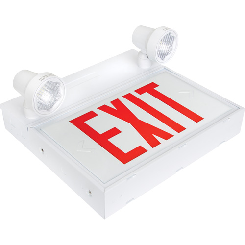Enseigne de sortie avec &eacute;clairage de s&eacute;curit&eacute;, DEL, &agrave; piles/&agrave; raccordement fixe, 12-1/10" lo x 11" la, Anglais GTA Hardware Inc