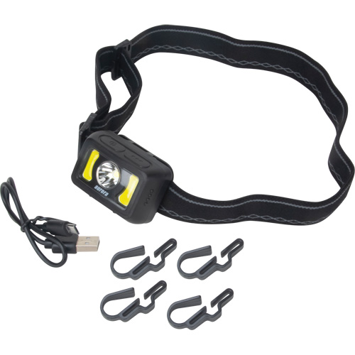 Headlamp, LED, 350 Lumens, 2 Hrs. Run Time, Rechargeable Batteries GTA Hardware Inc