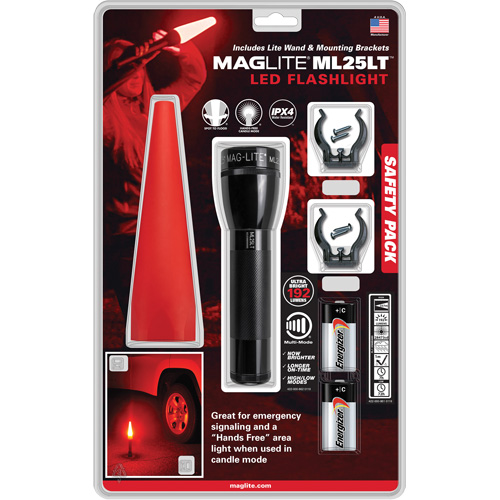 Safety Flashlight Pack, LED, 192 Lumens, C Batteries GTA Hardware Inc