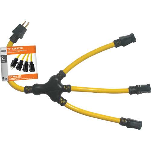 Adaptateur en W, Ext&eacute;rieur, STW, AWG 12/3, 15 A, 3 prise(s), 2' GTA Hardware Inc