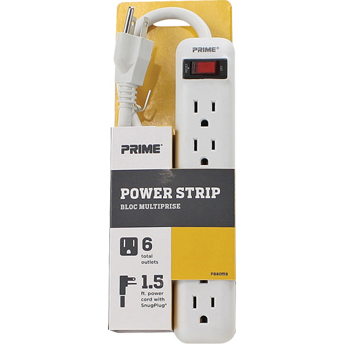 Bloc multiprise, 6 Prise(s), 1-1/2', 15 A, 1875 W, 125 V GTA Hardware Inc