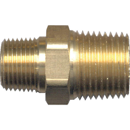 Reducing Hex Nipple, Brass, 1/2" x 3/8", NPT x NPT GTA Hardware Inc