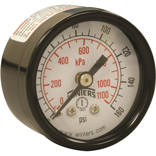 Economy Pressure Gauge, 1-1/2" , 0 - 160 psi, Back Mount, Analogue GTA Hardware Inc