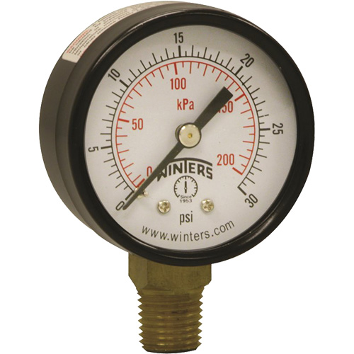Economy Pressure Gauge, 2" , 0 - 30 psi, Bottom Mount, Analogue GTA Hardware Inc